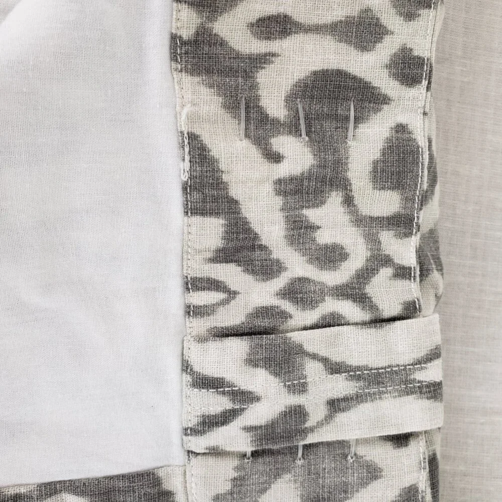 Pottery Barn Ingrid Drape Gray Ivory Ikat Cotton 3-in-1 Pole Top Lined 50